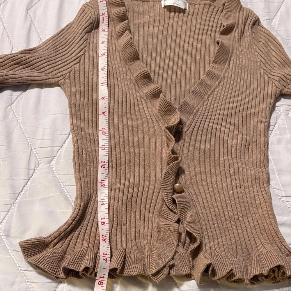 Lovers + Friends Ruffled Tan Cardigan - Picture 5 of 7